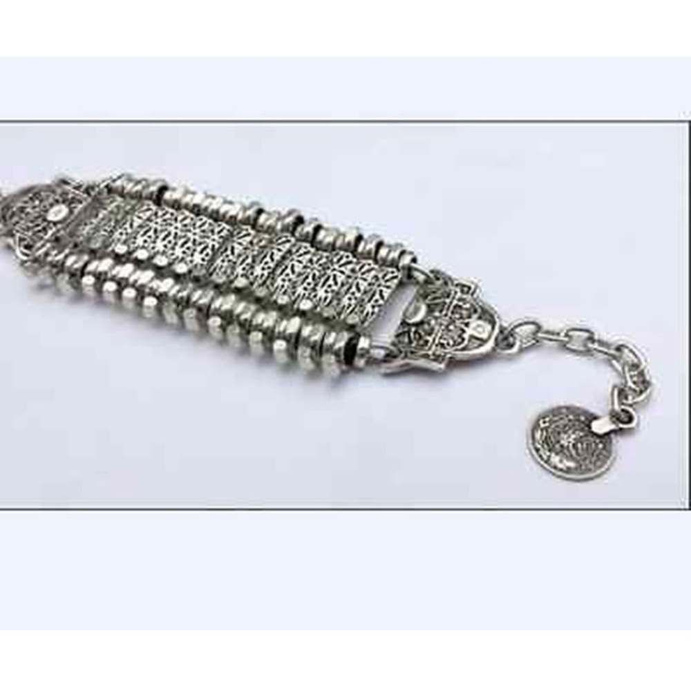 Silver Lattice Bracelet with Beaded Details